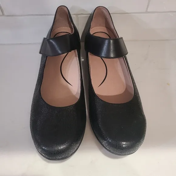 Dansko Audrey MaryJane Black Leather Shoes Size 41 | 10.5-11