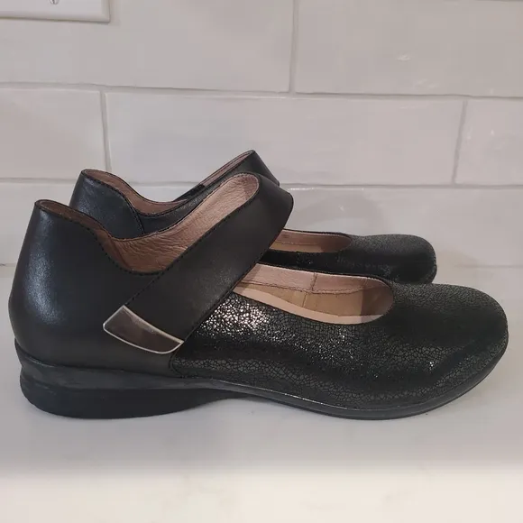 Dansko Audrey MaryJane Black Leather Shoes Size 41 | 10.5-11
