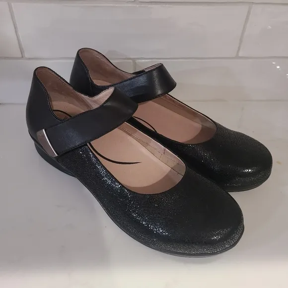 Dansko Audrey MaryJane Black Leather Shoes Size 41 | 10.5-11