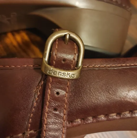 Dansko Brown Leather Savanna Embossed Mary Jane clogs