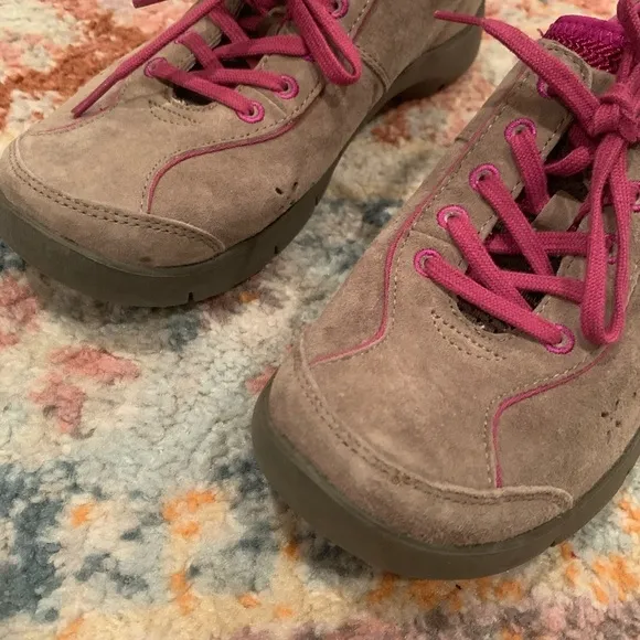 Dansko Elise Brown Leather Comfort Lace Up Walking Shoes Mesh Insert 8 Non Slip