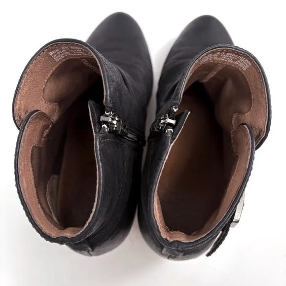 DANSKO | Lia Hidden Wedge Black Burnished Nubuck Leather Bootie | 9.5-10