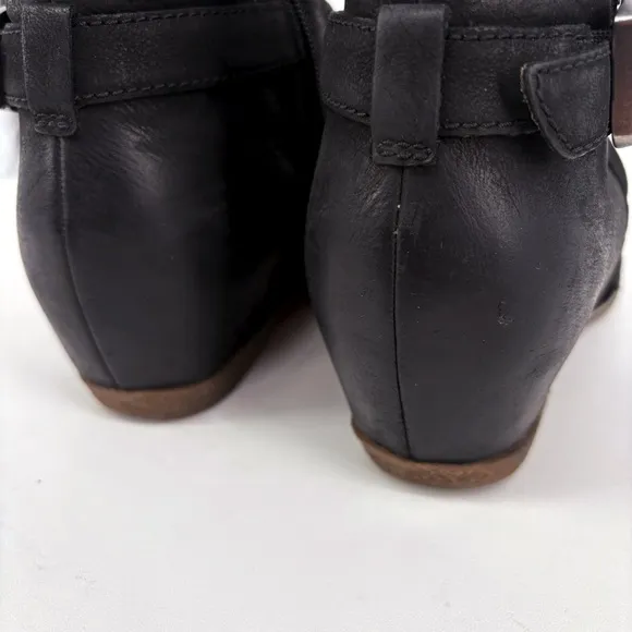 DANSKO | Lia Hidden Wedge Black Burnished Nubuck Leather Bootie | 9.5-10