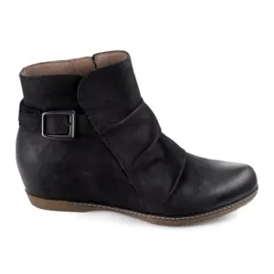 DANSKO | Lia Hidden Wedge Black Burnished Nubuck Leather Bootie | 9.5-10