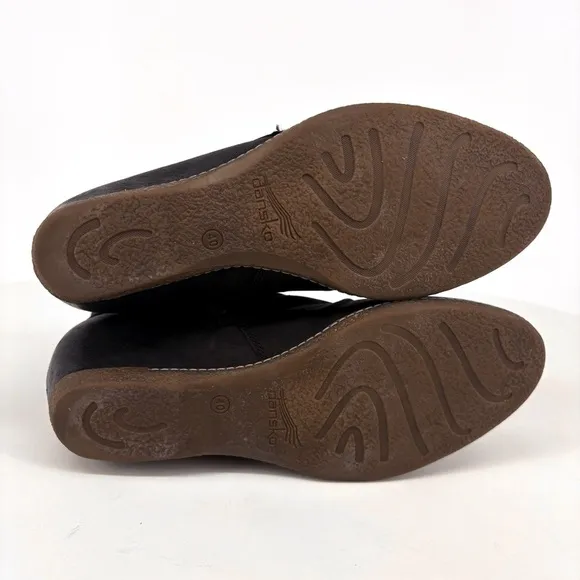 DANSKO | Lia Hidden Wedge Black Burnished Nubuck Leather Bootie | 9.5-10