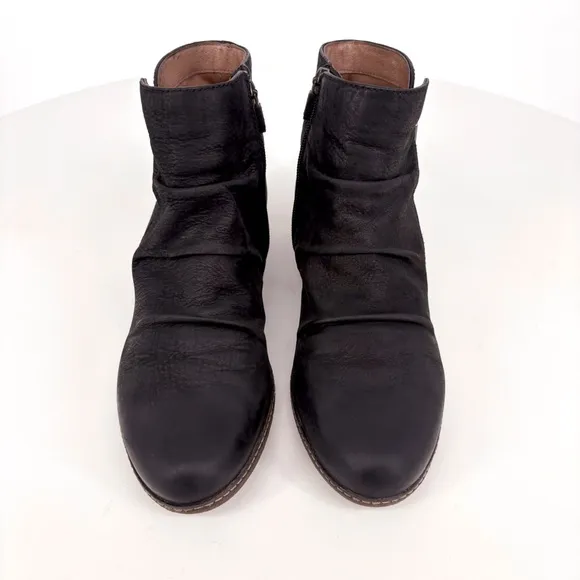 DANSKO | Lia Hidden Wedge Black Burnished Nubuck Leather Bootie | 9.5-10