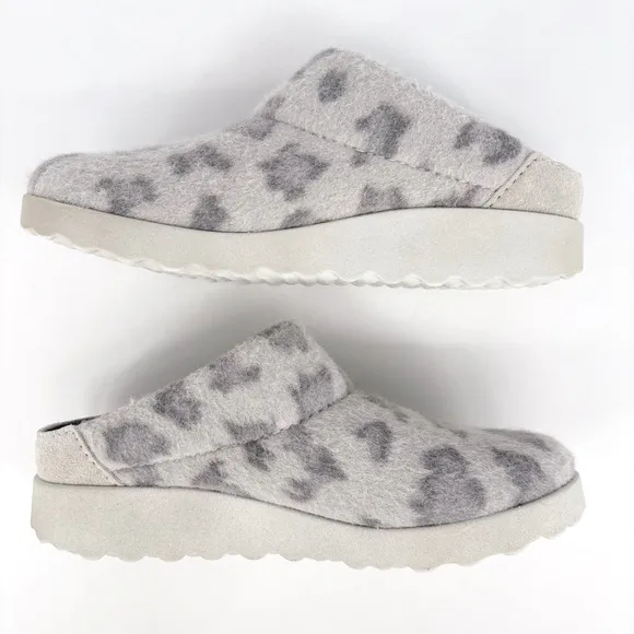 DANSKO | Lucie Fur Wool Blend Grey Leopard Print Slipper Mules | Sz 9.5-10