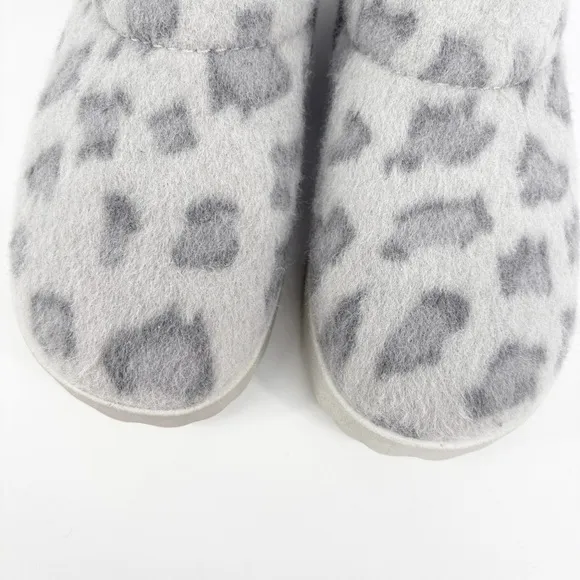 DANSKO | Lucie Fur Wool Blend Grey Leopard Print Slipper Mules | Sz 9.5-10