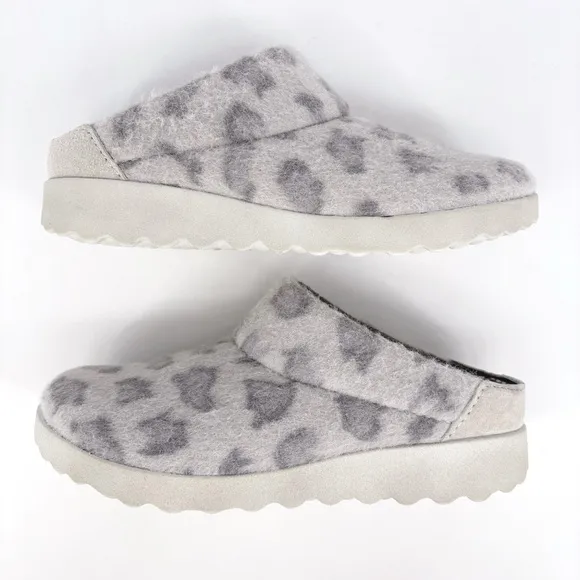 DANSKO | Lucie Fur Wool Blend Grey Leopard Print Slipper Mules | Sz 9.5-10