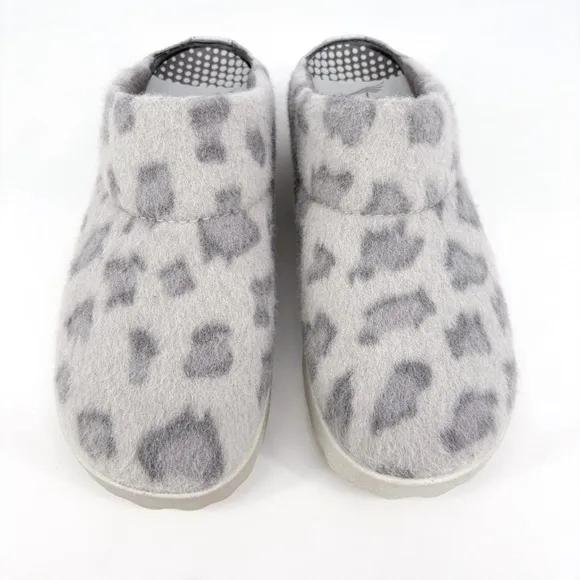 DANSKO | Lucie Fur Wool Blend Grey Leopard Print Slipper Mules | Sz 9.5-10