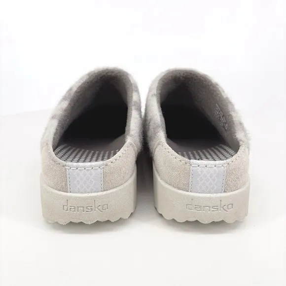 DANSKO | Lucie Fur Wool Blend Grey Leopard Print Slipper Mules | Sz 9.5-10