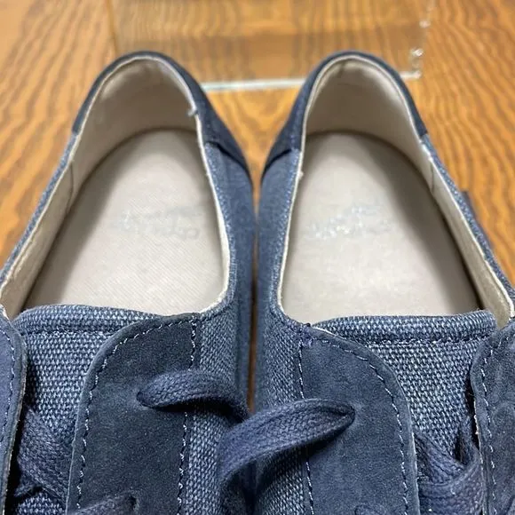 Dansko Olisa Denim Canvas Sneakers Shoes 41/10.5-11 Arch Support Blue Leather