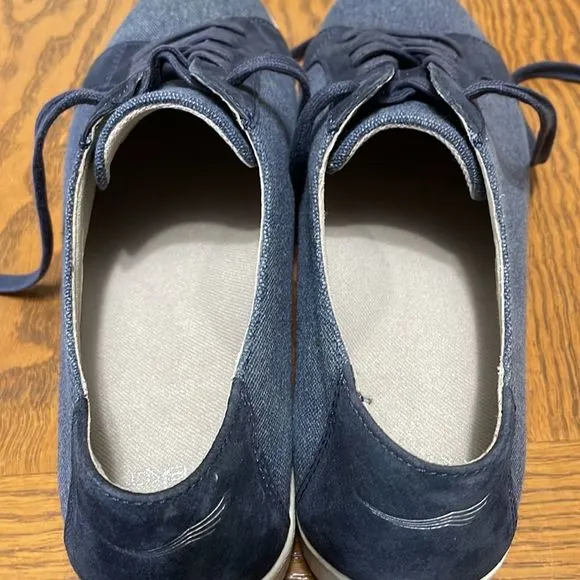 Dansko Olisa Denim Canvas Sneakers Shoes 41/10.5-11 Arch Support Blue Leather