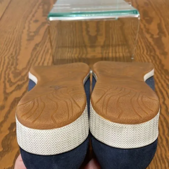 Dansko Olisa Denim Canvas Sneakers Shoes 41/10.5-11 Arch Support Blue Leather