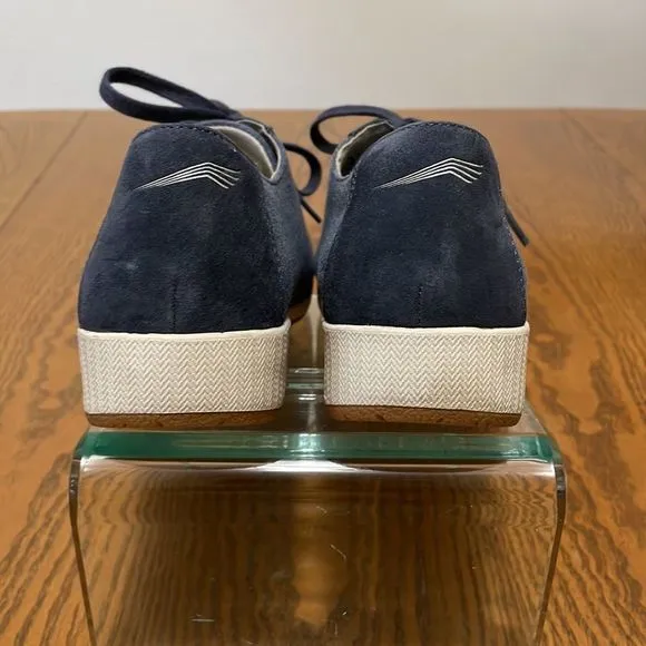 Dansko Olisa Denim Canvas Sneakers Shoes 41/10.5-11 Arch Support Blue Leather