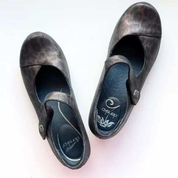 Dansko Opal Leopard Print Leather Low Heel Mary Jane Clogs Shoes Size 9.5