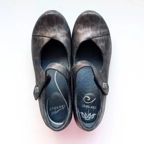 Dansko Opal Leopard Print Leather Low Heel Mary Jane Clogs Shoes Size 9.5