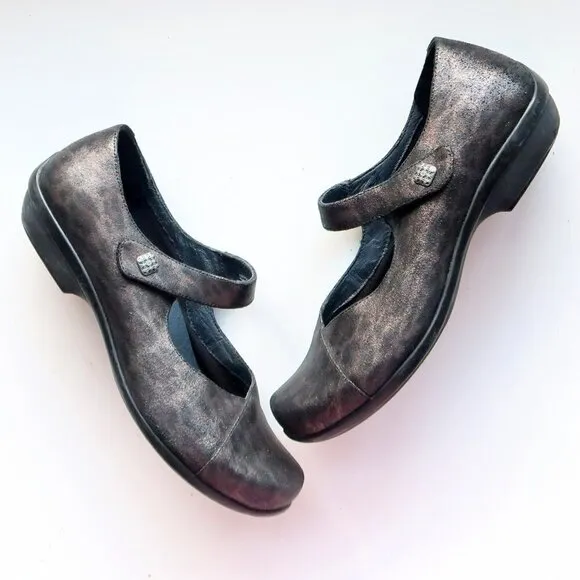 Dansko Opal Leopard Print Leather Low Heel Mary Jane Clogs Shoes Size 9.5