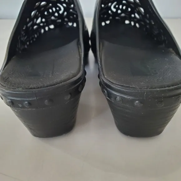 DANSKO PIPPA Sz 10 EU 41 Black Laser Cut Rubber Comfort Mule Clog Slip On EUC!