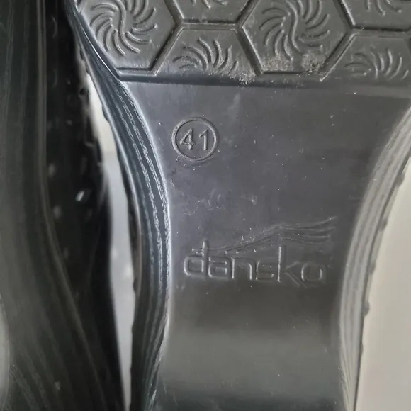 DANSKO PIPPA Sz 10 EU 41 Black Laser Cut Rubber Comfort Mule Clog Slip On EUC!