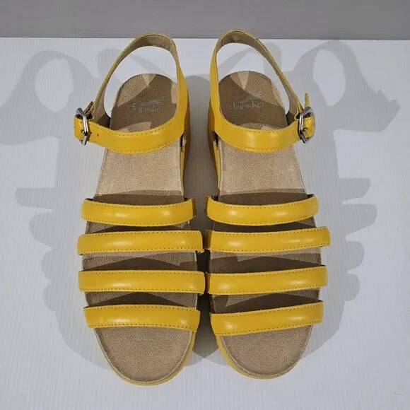 Dansko Roxie Sandal Strappy Fisherman Yellow Nappa Leather EU Size 42
