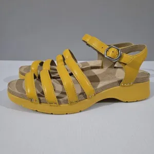 Dansko Roxie Sandal Strappy Fisherman Yellow Nappa Leather EU Size 42