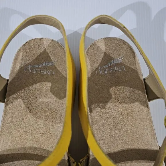 Dansko Roxie Sandal Strappy Fisherman Yellow Nappa Leather EU Size 42
