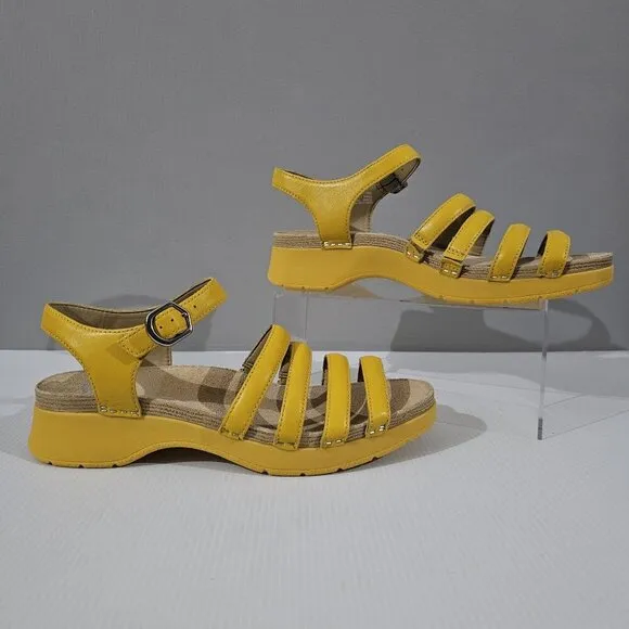 Dansko Roxie Sandal Strappy Fisherman Yellow Nappa Leather EU Size 42