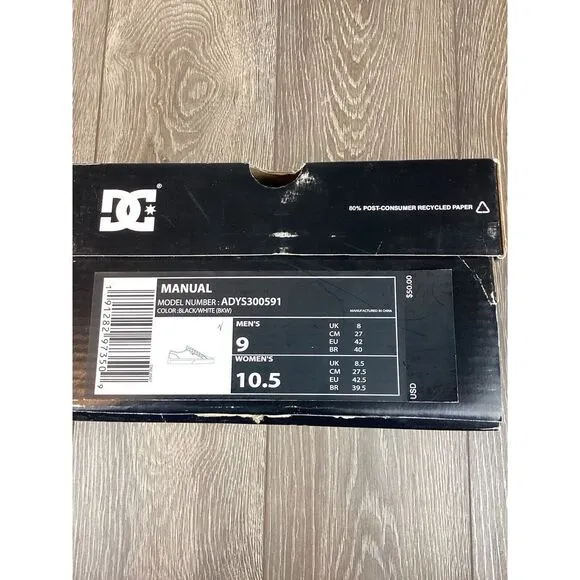 DC Shoes Unisex Manual‎ Shoes Black/White - ADYS300591-BKW, Black/White NEW