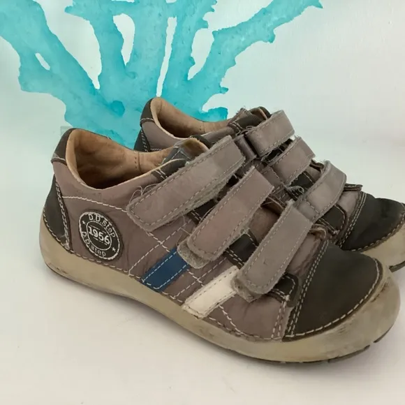 D.D.STEP Boys Tan Leather Padded Arch Support Shoes Sneakers Sz EU 30