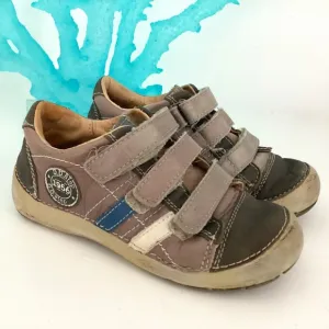 D.D.STEP Boys Tan Leather Padded Arch Support Shoes Sneakers Sz EU 30