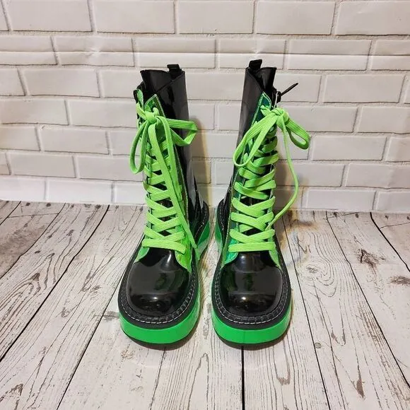 Demonia Goth Rave Emo Slime Electric Fusion UV Platform Boots US Size 6
