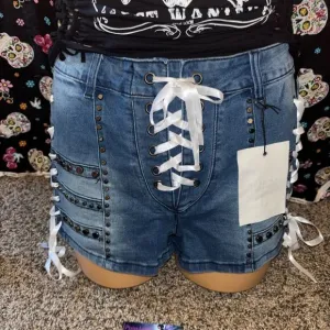 Denim Lace-Up Women's Shorts