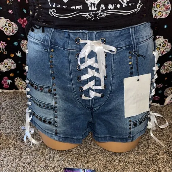 Denim Lace-Up Women's Shorts