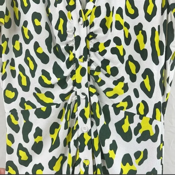 Diane Von Furstenberg Cecilia Neon leopard print Midi Dress green white size XS