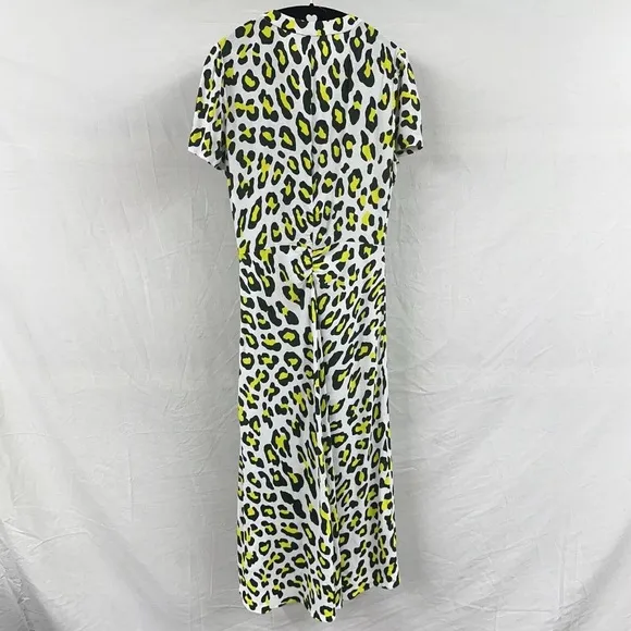 Diane Von Furstenberg Cecilia Neon leopard print Midi Dress green white size XS