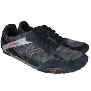 Diesel Eagle Loop Men's 9.5 Low Top‎ Suede Canvas Casual Sneakers Black 42.5