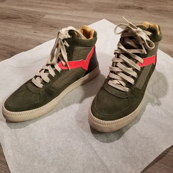 Diesel Suede Leather V Is For Diesel S-Spaark Mid Sneakers in Olive