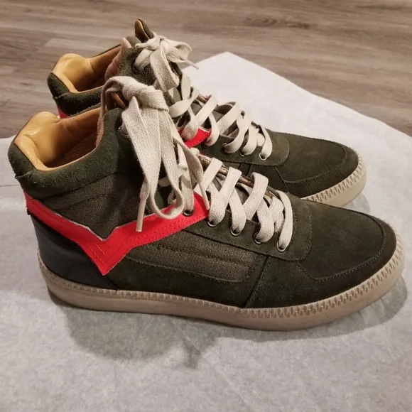 Diesel Suede Leather V Is For Diesel S-Spaark Mid Sneakers in Olive