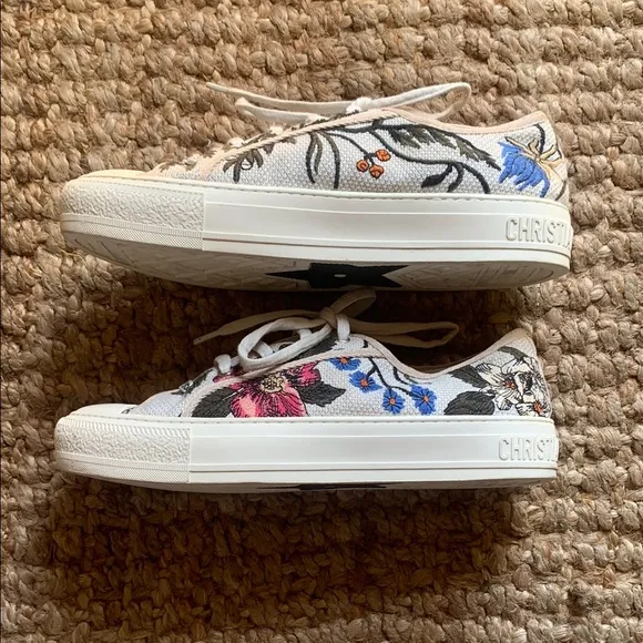 Dior White Canvas Sneakers with Playful Doodles