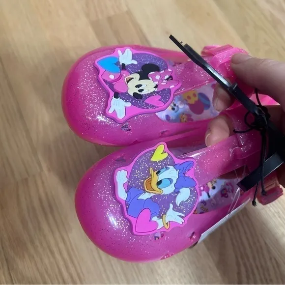 Disney Minnie Mouse Jelly Flats NWT Sz 12 Pink Daisy Duck Shoes