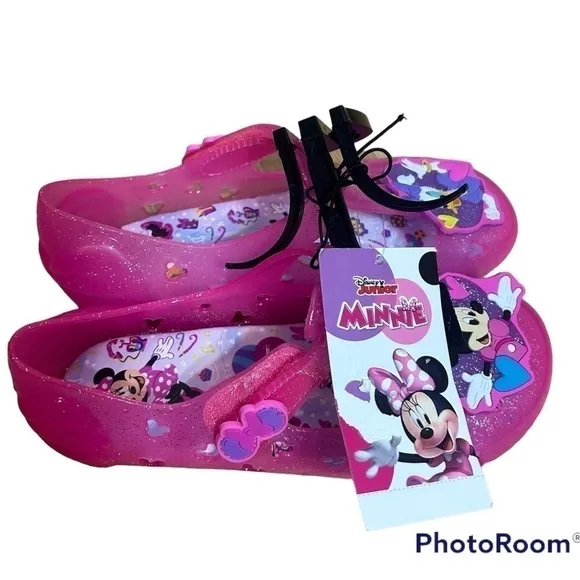 Disney Minnie Mouse Jelly Flats NWT Sz 12 Pink Daisy Duck Shoes