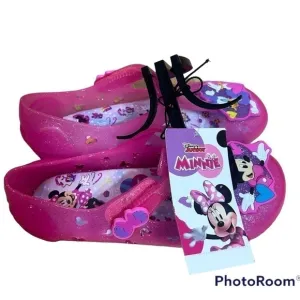 Disney Minnie Mouse Jelly Flats NWT Sz 12 Pink Daisy Duck Shoes