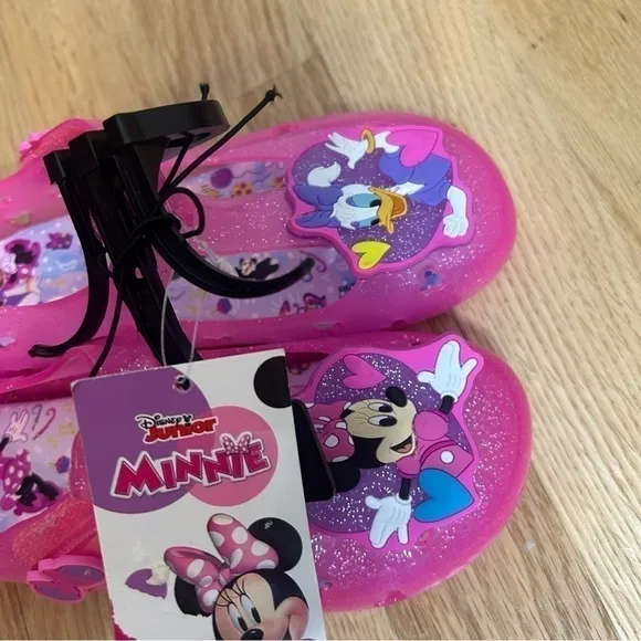 Disney Minnie Mouse Jelly Flats NWT Sz 12 Pink Daisy Duck Shoes