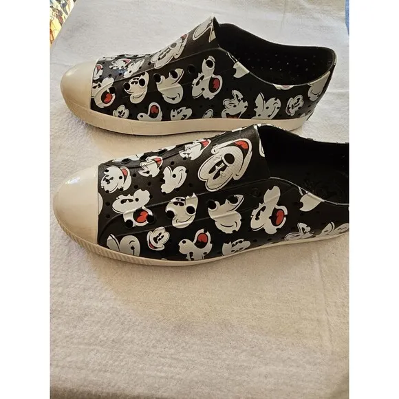Disney X Native Unisex Black Mickey Mouse Slip On Water Shoes Size M 12 / W 14