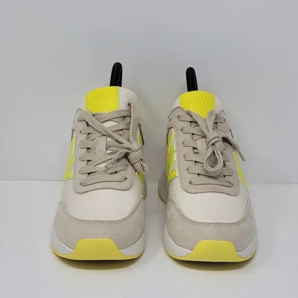 DKNY Women's Size 6M OAKS LOGO Lace Up Lifestyle Casual Shoes Beige/Yellow New