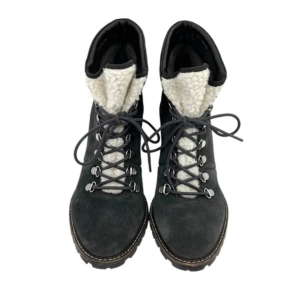 DOLCE VITA Post Faux Shearling-Trim Suede Booties