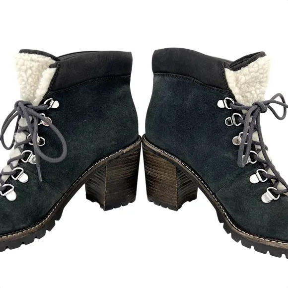DOLCE VITA Post Faux Shearling-Trim Suede Booties