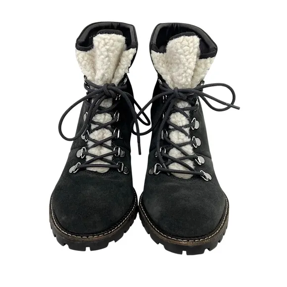 DOLCE VITA Post Faux Shearling-Trim Suede Booties