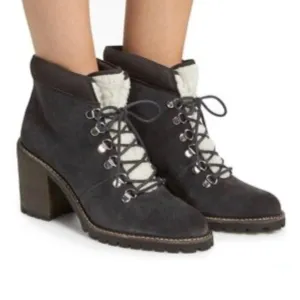DOLCE VITA Post Faux Shearling-Trim Suede Booties